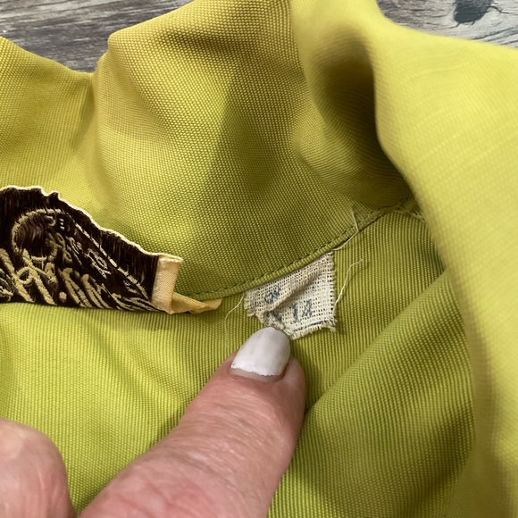 Vintage 1940s Western Shirt Embroidered Chartruse Women’s Sz 14 - Picture 6 of 7